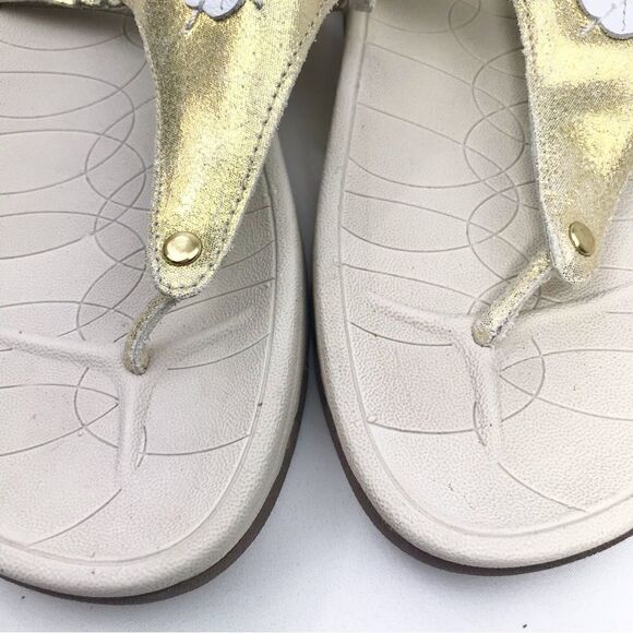 Hotter JAVA Metallic Shimmer Gold Cream Thong Toe Slingback Comfort Sandals NEW - Picture 9 of 16